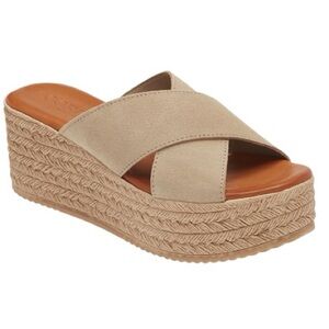 CORDANI Bella Espadrille Wedge Sandal in Sand-Arena Suede Size 40